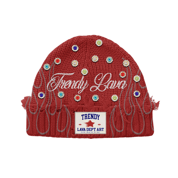 Red Trendy Lava Beanie