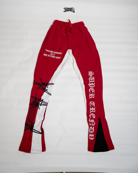 RED Super Trendy Stacked Sweats