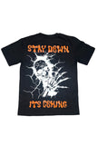 Black/Orange Stay Down Trendy T-Shirt