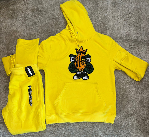 Yellow Extravagant Stacked Tracksuit